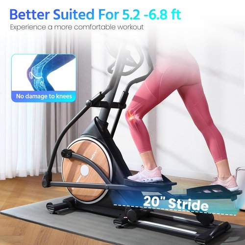 FEIERDUN Home Cardio Climber Stepping Elliptical Machine - Total Body Fitness Cross Trainer with Hyper-Quiet Magnetic Drive, 32 Adjustable Resistances for Intense Cardio Workouts