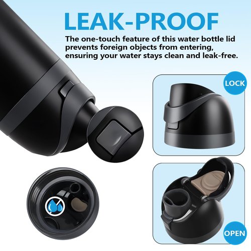 TideBloom Replacement Lid for Owala Freesip, One Button Water Bottle Top Lid Compatible with Owala Cup 16oz 24oz 32oz 40oz, BPA-Free Leakproof Replacement Accessory for Owala Freesip (Black)