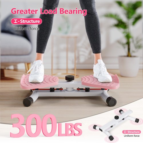 Waist Twisting Machine & Ab Twister Machine - 300 lbs Noiseless Waist Twister Board for Core Exercise, Home Gym Fitness Equipment with Resistance Bands (Women/Men) (Pink)