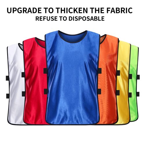 MTTYYD Scrimmage Training Vest Team Sports Pinnies Reversible Numbered Soccer Team Pennies Kids Youth Adult Jerseys (24 Pack) L-Red,Blue