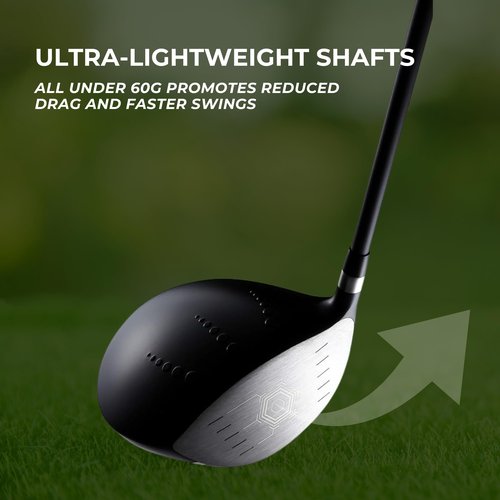 Speed Titanium Driver Golf Club, 10°, 11.5°, 12.5° Loft (Right-Handed), Ultra Lightweight Graphite Shaft, Oversized Sweet Spot, Aerodynamic Design, USGA Conforming Mens Golf Driver + Deluxe Headcover