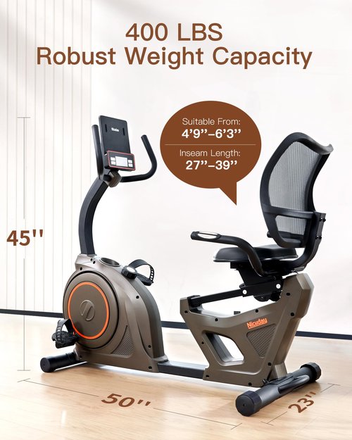 Niceday Recumbent Exercise Bike, Indoor Recumbent Exercise Bike for Home with 400LBS Capacity, High-end Stationary Bike with Smart Bluetooth
