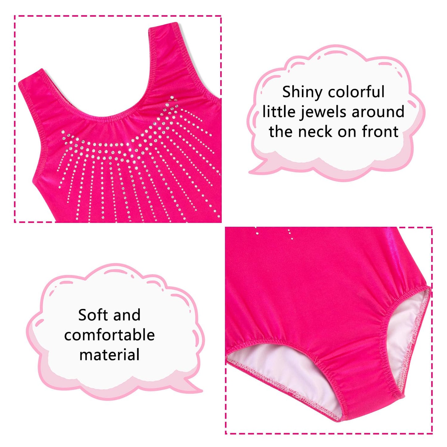 DAXIANG Gymnastics Leotard Girls Shiny Dance Practice Outfits One Piece Tumbling Clothes for Girls' Classic Leotard Hot Pink 3-4T