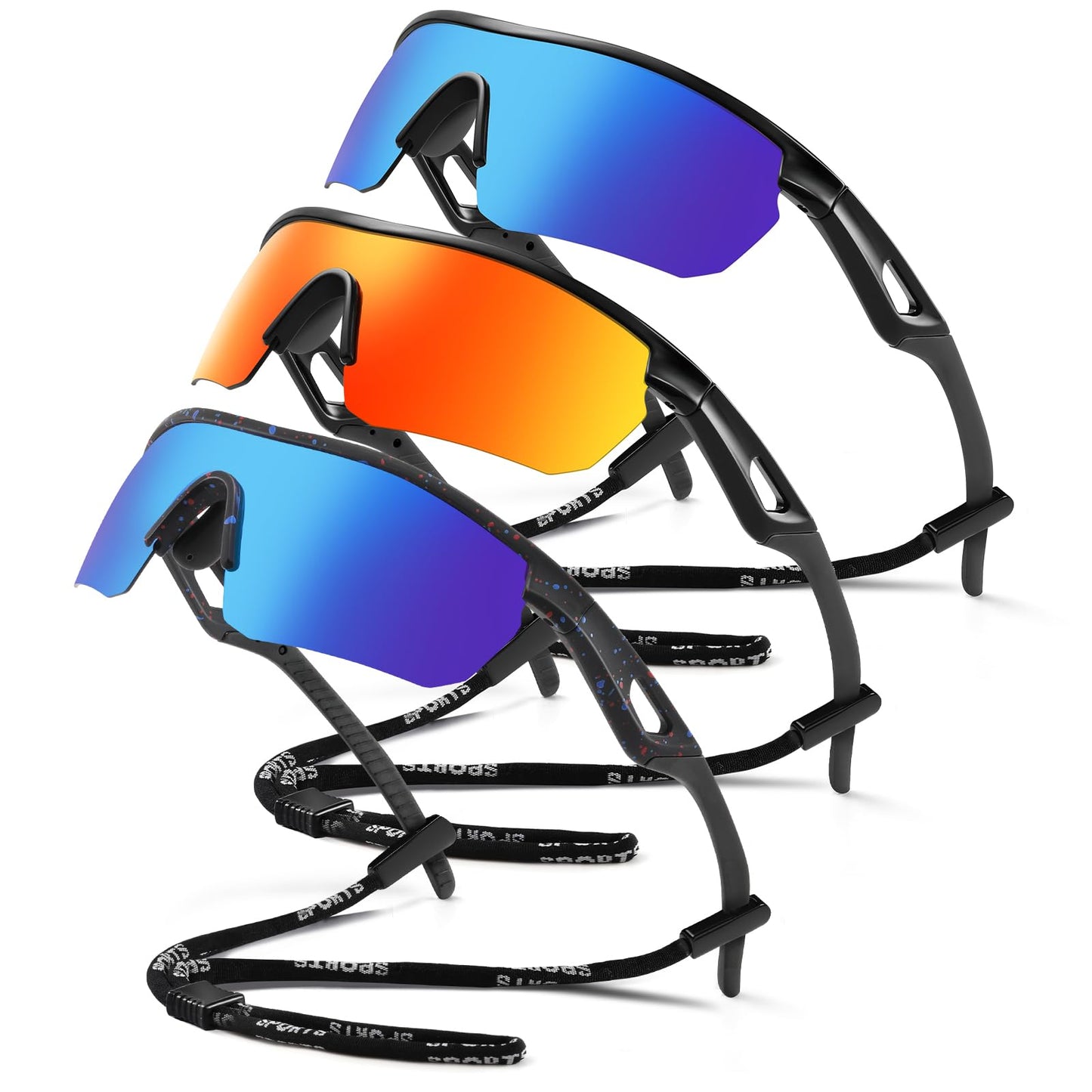 Vcarsian Kids Sunglasses Youth Baseball Sunglasses for Boys Girls 3-12 Polarized Softball Cycling Sports Goggles UV Protection