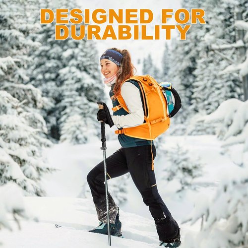 COVACURE Cork Handle Trekking Poles - Collapsible Hiking Sticks with Anti-Shock Tips, Lightweight & Foldable Walking Sticks for Snow Trails & Mountain Climbs, Durable Trekking Gear for Men and Women