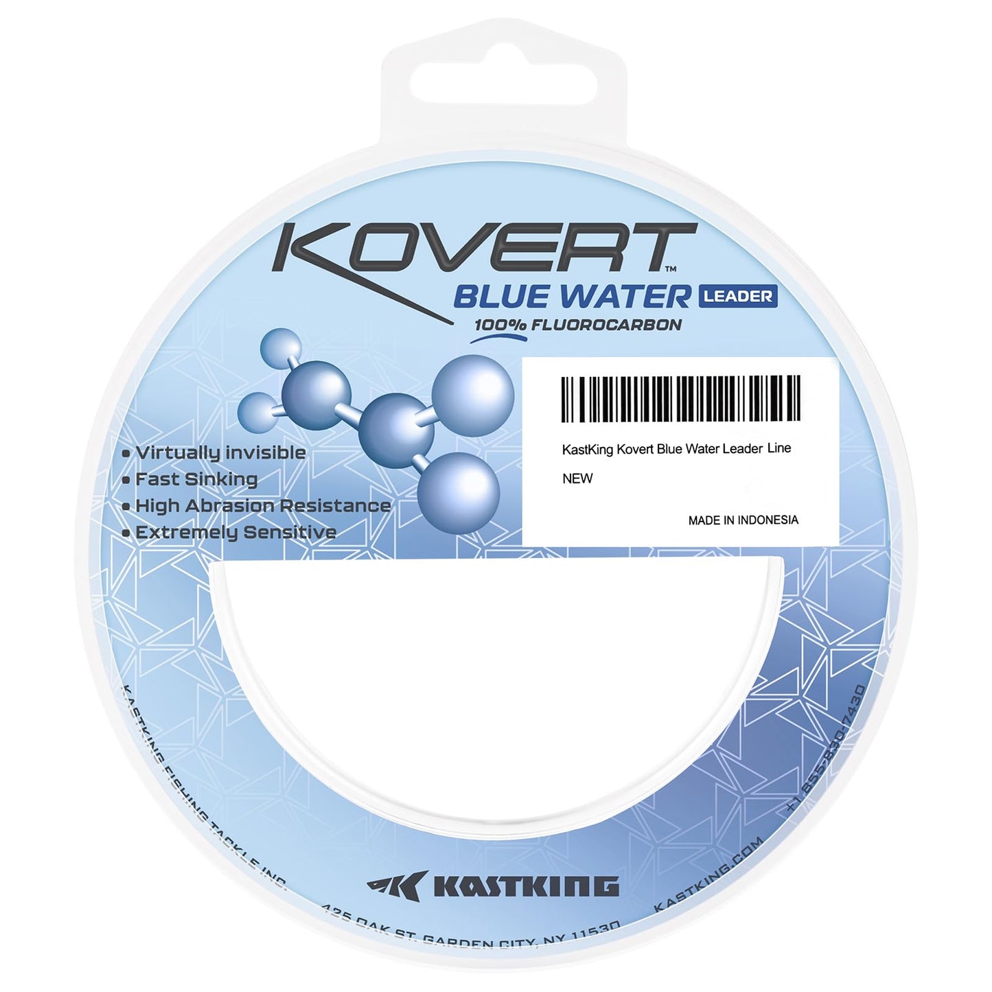 KastKing Kovert Blue Water 100% Fluorocarbon Leader Fishing Line, 50LB, 50Yds