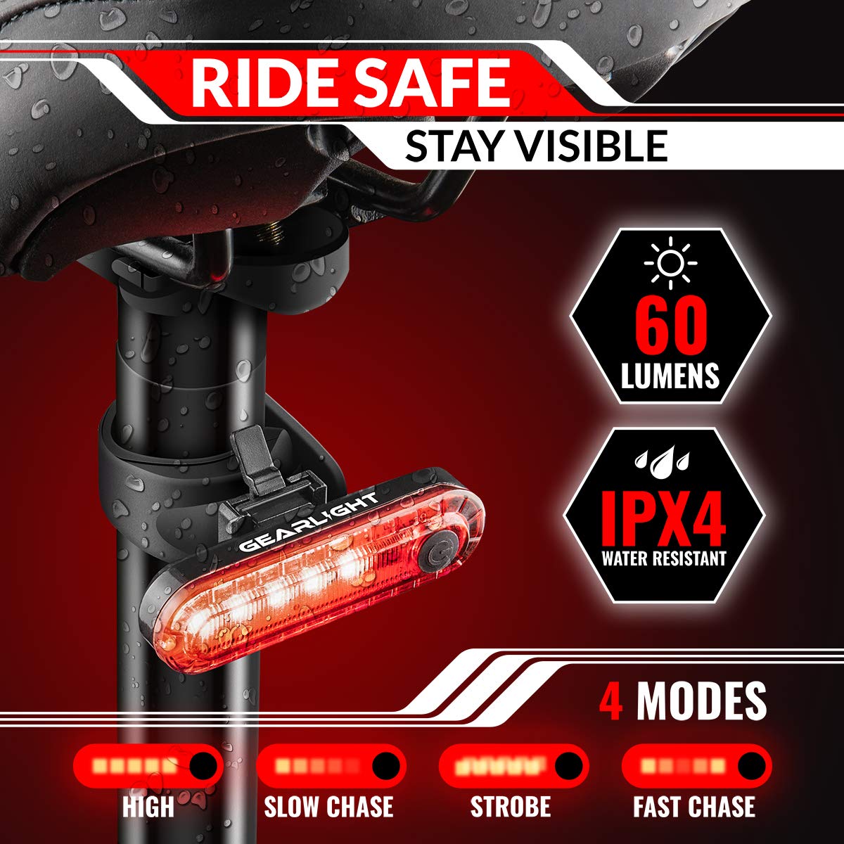 Bike Lights for Night Riding, USB Rechargeable Bike Lights Front and Back, LED Bicycle Headlight and Tail Light Set, Waterproof Bikelights Rechargeable for Mountain Bikes, Kids Bike Light, MTB Light