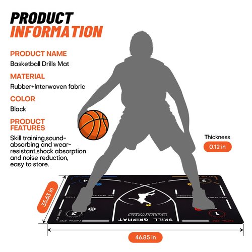 Basketball Training Mat - Portable Footwork & Agility Mat for Basketball Drills with Carrying Strap, Non-Slip Basketball Pads for Training, Indoor & Outdoor Use