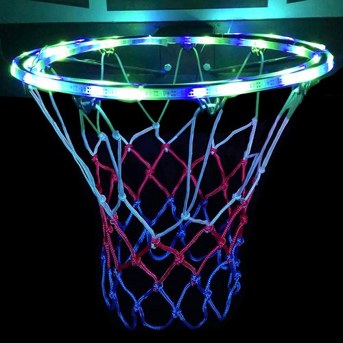 SCOTEEP LED Basketball Hoop Lights, 18ft LED Basketball Rim Light for Basketball Lovers Waterproof 8 Modes Multicolor for Playing at Night Outdoors