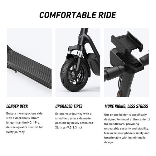 NIU Electric Scooter Adults - 100F E Scooter w/Suspension, Add. Foldable Handlebar and Turn Signals, 600W Peak Power, 18 Miles Max Range, 17.4 MPH, Lightweight Escooter for Commute