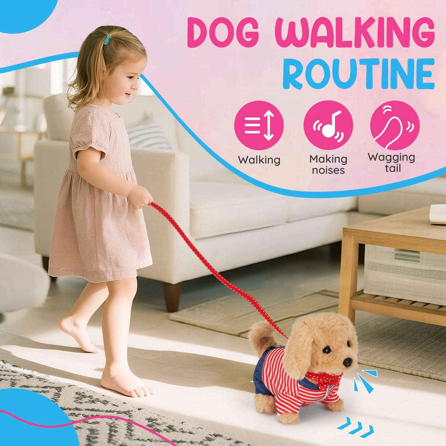 Skymetis Toddler Toy 10 Pcs Interactive Retriever Robot Dog Toy - Walking & Stuffed Puppy with Stethoscope for Vet Role Play, Educational Toddler Gifts for 3 Year Old Girl