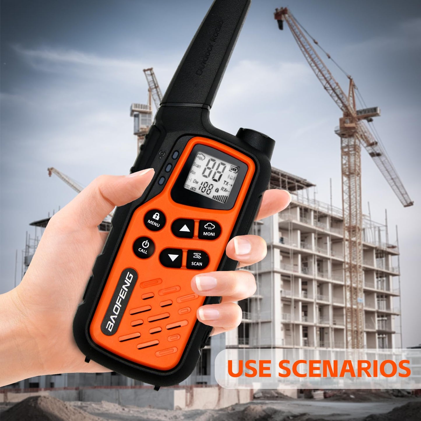 BAOFENG MP25 Walkie Talkies,Family Walkie Talkie Camping Essentials NOAA Weather Scan 155 Privacy Codes 22 FRS Channels 2PC (Orange)