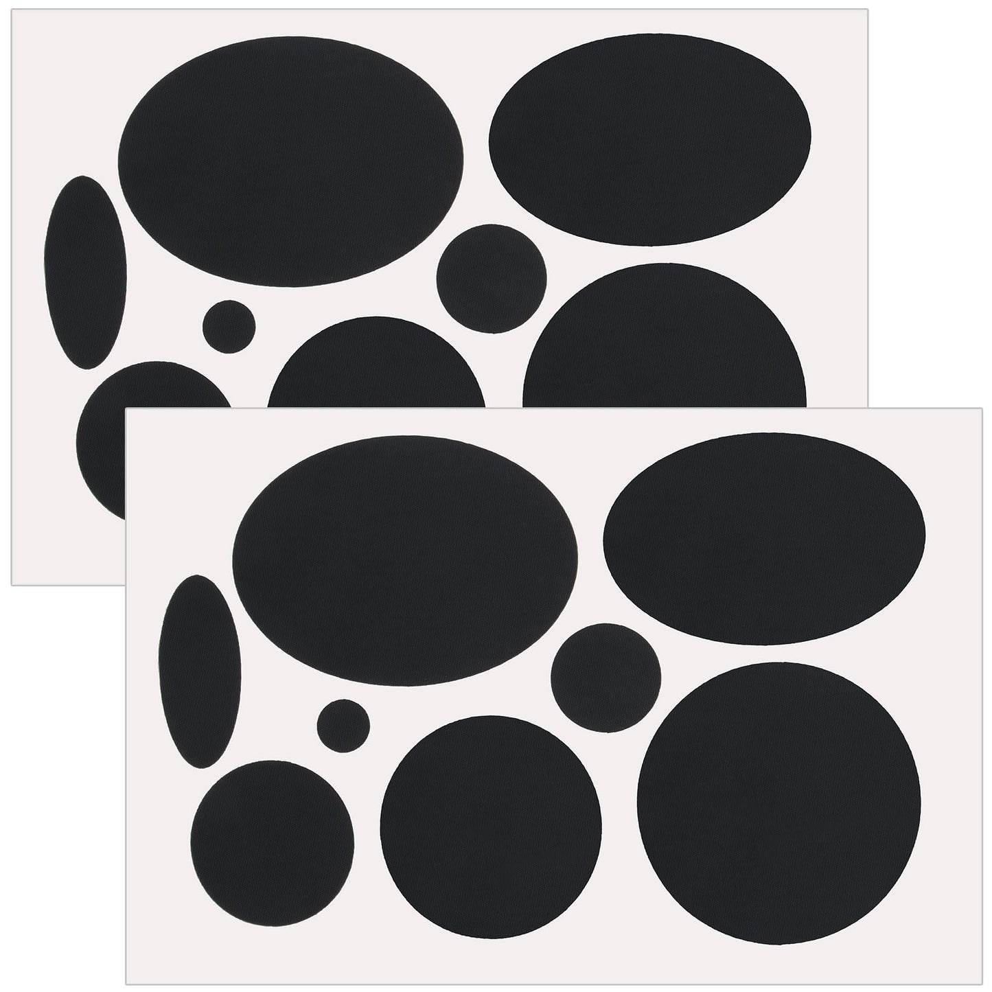 SmallCat 16 pcs Black Down Jacket Repair Patches, Nylon Patches Self Adhesive, Fabric Patches Waterproof for Clothes, Tents, Puffer Jackets - Oval, Round, 2 Sheet
