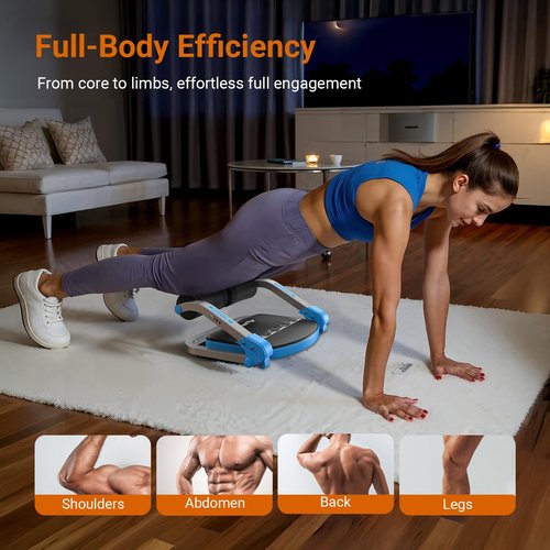MERACH Ab Machine for Home Gym, Adjustable Ab Trainer with 3 Resistance Levels, Sit Up Exercise Equipment for Core Workout, Automatic Rebound Ab Crunch Machine, Ab Workout Equipment for Stomach(Blue)