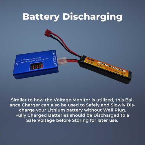 Airsoft Battery Charger LiPo Balance Charger for Lipo/Li-Ion Battery with Wireless Voltage Meter, Overcharge Protection Fast Charging and Safety Cut Off for 7.4V 11.1V 14.8V Airsoft RC Lithium Battery