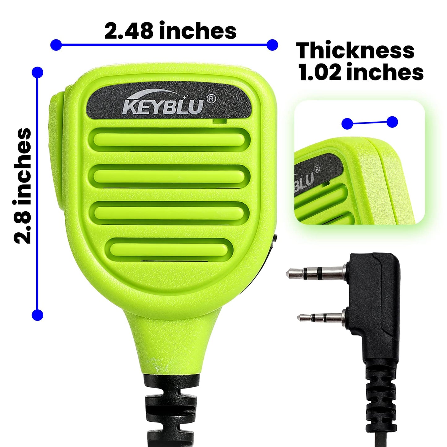 KEYBLU Waterproof Shoulder Speaker Mic 2 Pin Two Way Radio Microphone with 3.5mm Audio Jack Compatible with BaoFeng GT-5R / UV-5R, BTECH, Kenwood and Retevis Radios Walkie Talkie