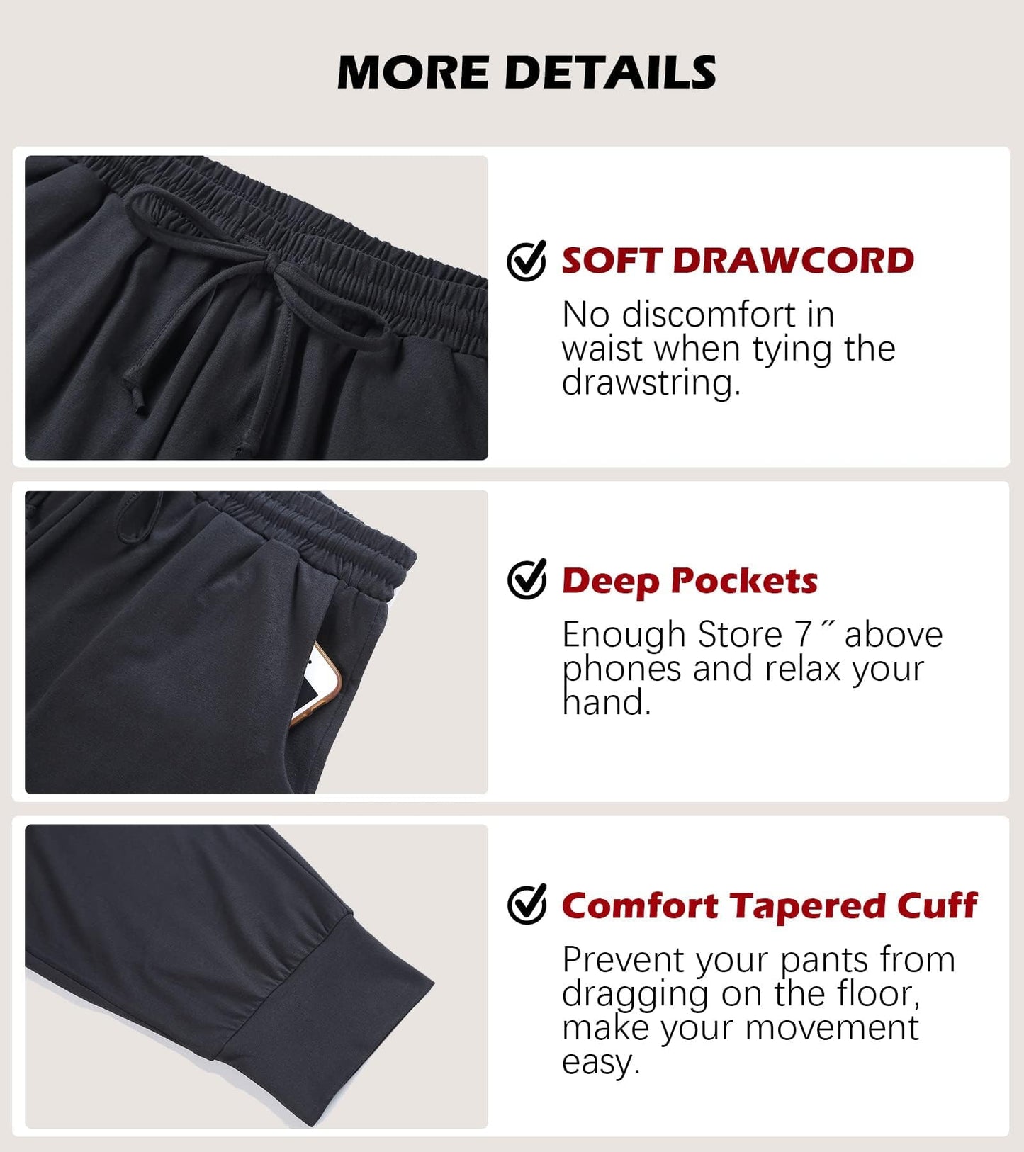 Envlon Yoga Pants with Pockets Women Sweat Casual Loose Sweatpants Black Soft Joggers Comfy Lounge Pants