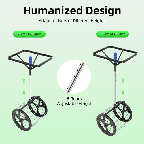 AGULIUM Tennis Ball Hopper, 80 Balls Capacity, Height Adjustable Tennis Ball Picker Upper, Rolling Collector Basket for Tennis Coaches and Players