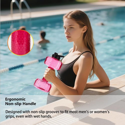 SIXRARI 2 PCS Water Weights for Pool Exercise – Upgraded Non-Slip PE Water Dumbbells, Adjustable Aqua Fitness Aerobics Equipment for Arm Toning, Aqua Therapy & Home Workouts (Red)