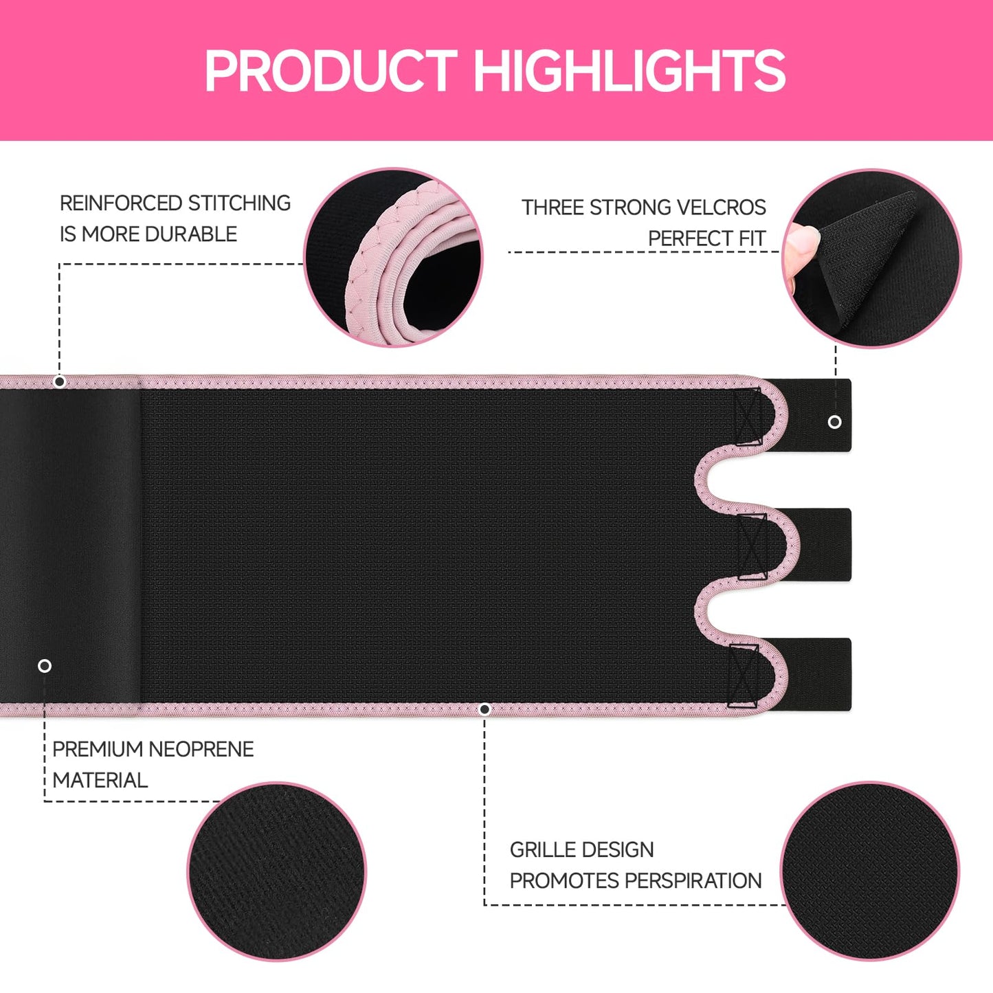 Waist Trainer for Women Men,Sweat Waist Trimmer Belt,Sweat Band for Stomach Weighe loss,Waist Trainers for Women Belly Fat (Pink Edge, Small)