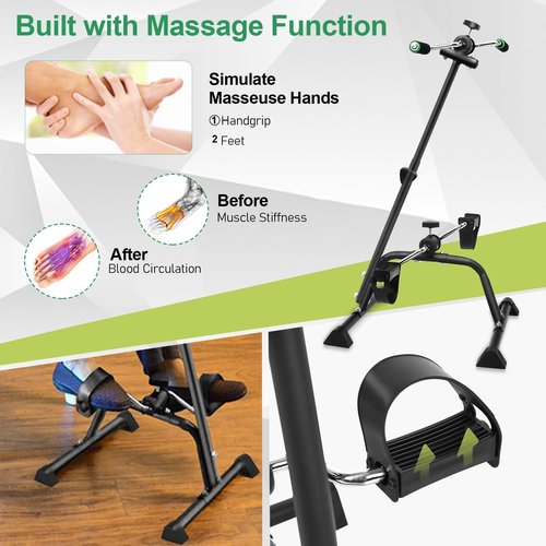 duwiikab Adjustable Exercise Bike for Seniors, Hand Arm Leg Knee Peddler Fitness Equipment for Seniors, Arm Bike for Physical Therapy Table Top, Sitting Bike Pedal Exerciser for Total Body Workout Bl