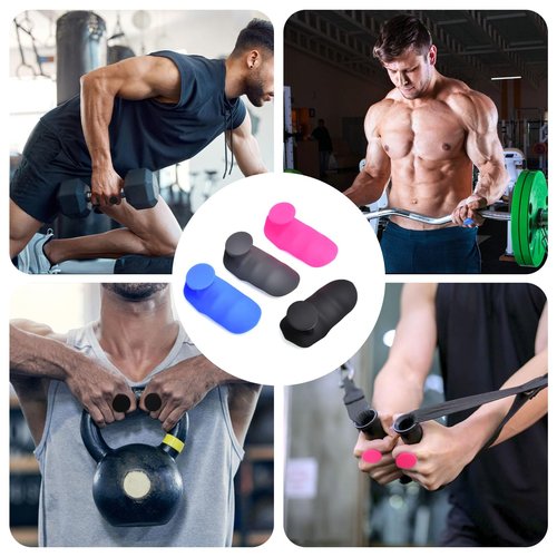 Anti Slip Workout Grips Fingerless Gym Gloves, Black Rubber Weight Lifting Grips for Men Women, Hand Palm Protection Grips for Training and Exercise, Deadlift