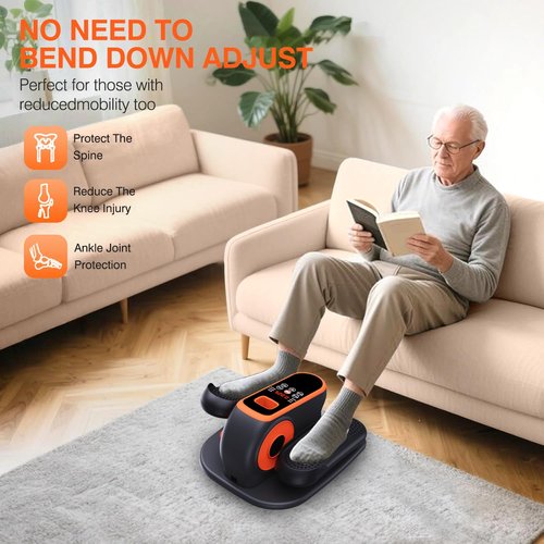 DUREXO Under Desk Elliptical Machine, Electric Ellipse Leg Exerciser While Sitting for Seniors, Quiet Portable Elliptical Machine with 12 Adjustable Speeds, Seated Pedal Exerciser with Remote Control