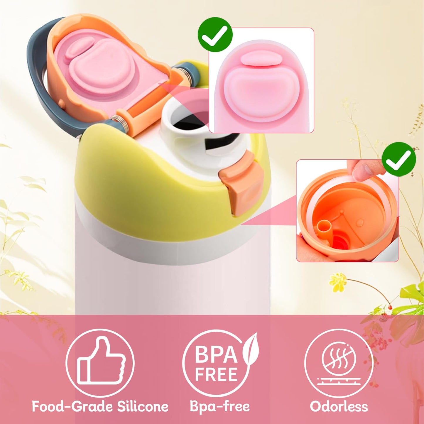 BMSQOFD 3 Sets Replacement Seal Gasket Stoppers for Owala Freesip Cap Mouth,Silicone O Sealing Ring Parts Water Bottle Top Lid Accessories for Owala Freesip 16/19/24/32/40oz（Pink）