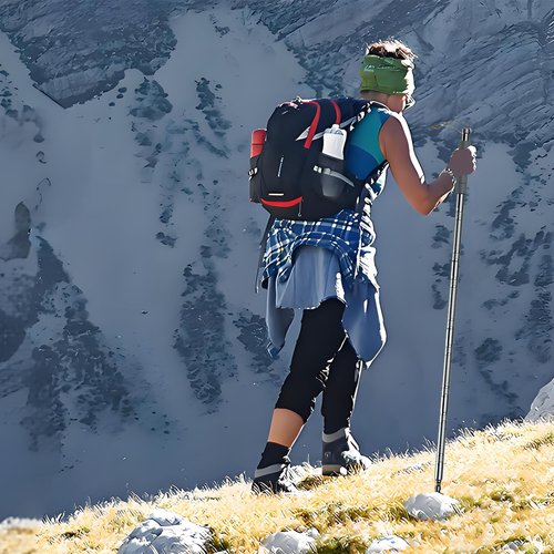 Trekking Pole Tactical Walking Stick, Multifunctional Lightweight Aircraft Aluminum Collapsible Survival Hiking Pole with Canvas Storage Bag for Women Men Seniors Camping Backpacking