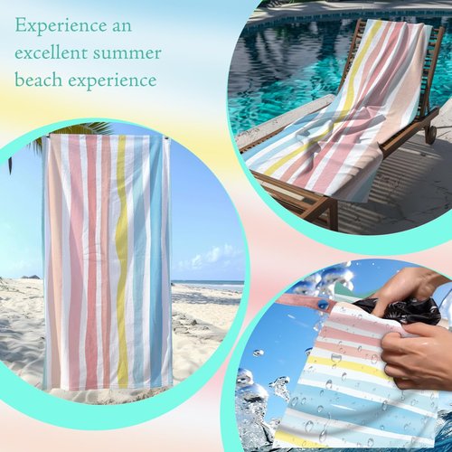 NGLIV Microfiber Oversized Lightweight Beach Towel for Adults Women Men, Beach Towel, Wet Bag Cosmetic Bag, Pool Waterproof Wet Bags, Summer Travel Essentials, Gifts for Women - Rainbow (2-Piece Set)