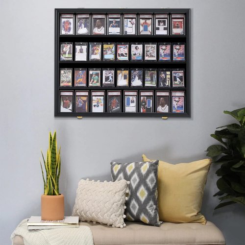 KCRasan 36 Graded Sports Card Display Case - Baseball Card Display Case Lockable - Collection Card Display, Wall Display Frame for Basketball Football Hockey Trading Cards with UV Protection Acrylic