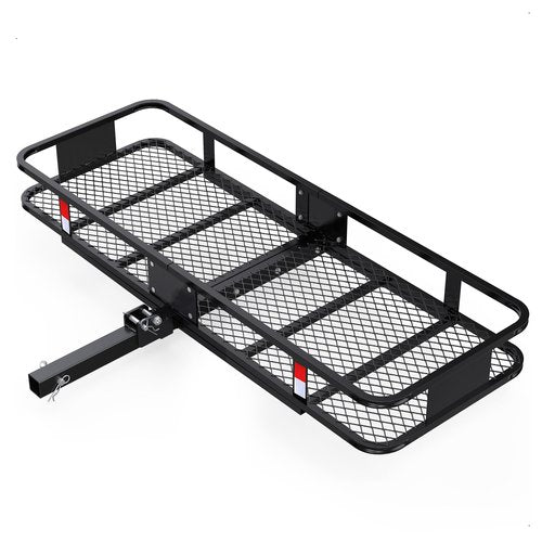 FORWODE 60x24x6 Hitch Cargo Carrier for 2 Inch Receiver, 500LB Capacity Hitch Mount Cargo Rack Carrier, Folding Hitch Cargo Basket with Antirust Coat