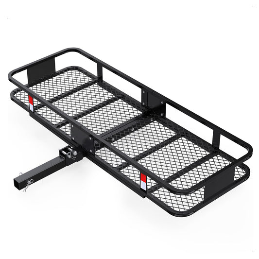 FORWODE 60x20x6 Hitch Cargo Carrier for 2 Inch Receiver, 500LB Capacity Hitch Mount Cargo Rack Carrier, Folding Hitch Cargo Basket with Antirust Coat