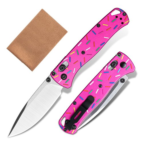 Donut Pocket Folding Knife for Women Men, D2 Steel Axis Lock Knife, Unique Donut Design Aluminum Handle Folding Knives with Reversible Pocket Clip