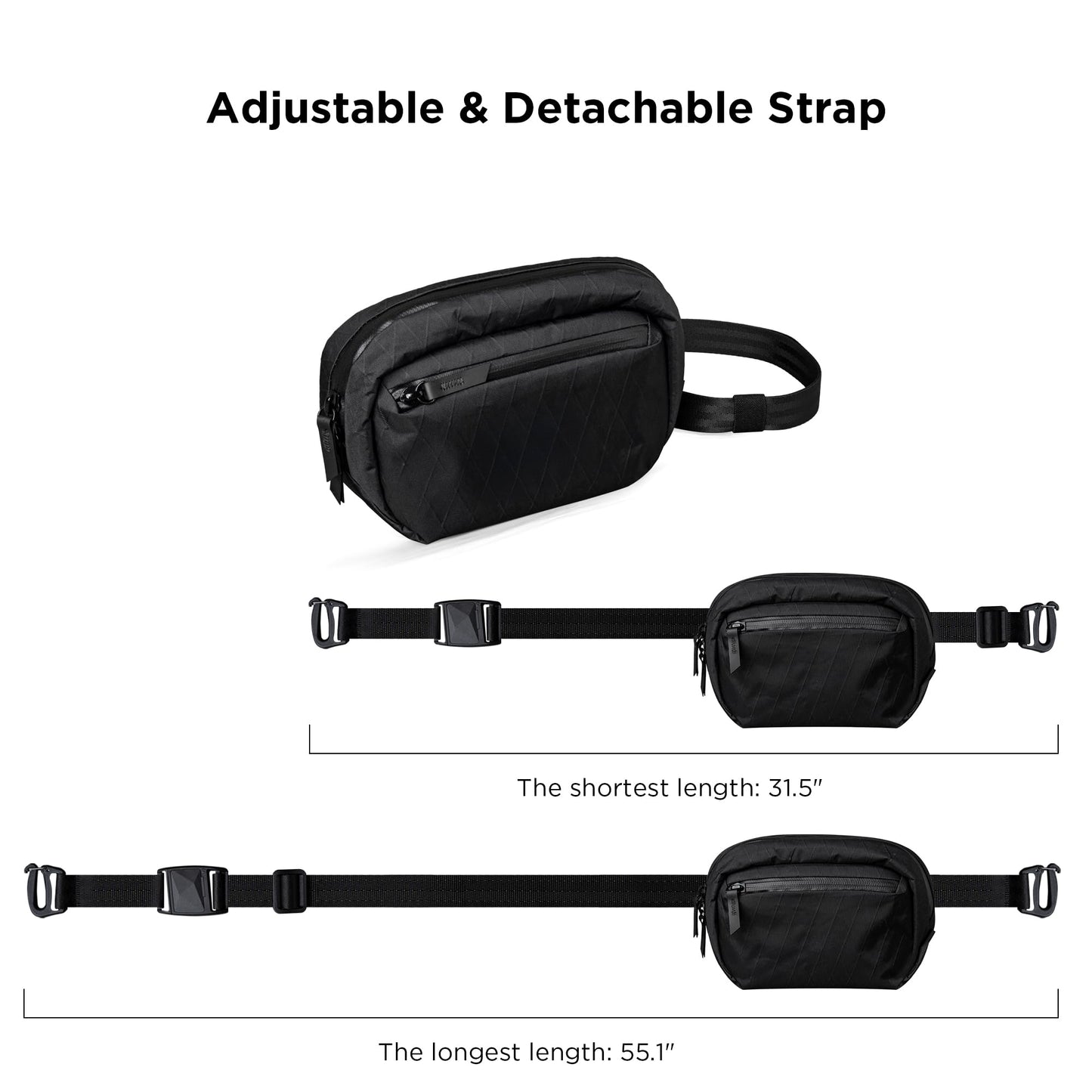 ALPAKA Go Sling Nano 1.6L Compact Camera Sling Bag for Men - Small EDC Crossbody Bags for Point & Shoot Cameras - Weatherproof Shoulder Bag with Detachable Strap (8.6"x5.3"x3.2") - Black X-Pac VX21