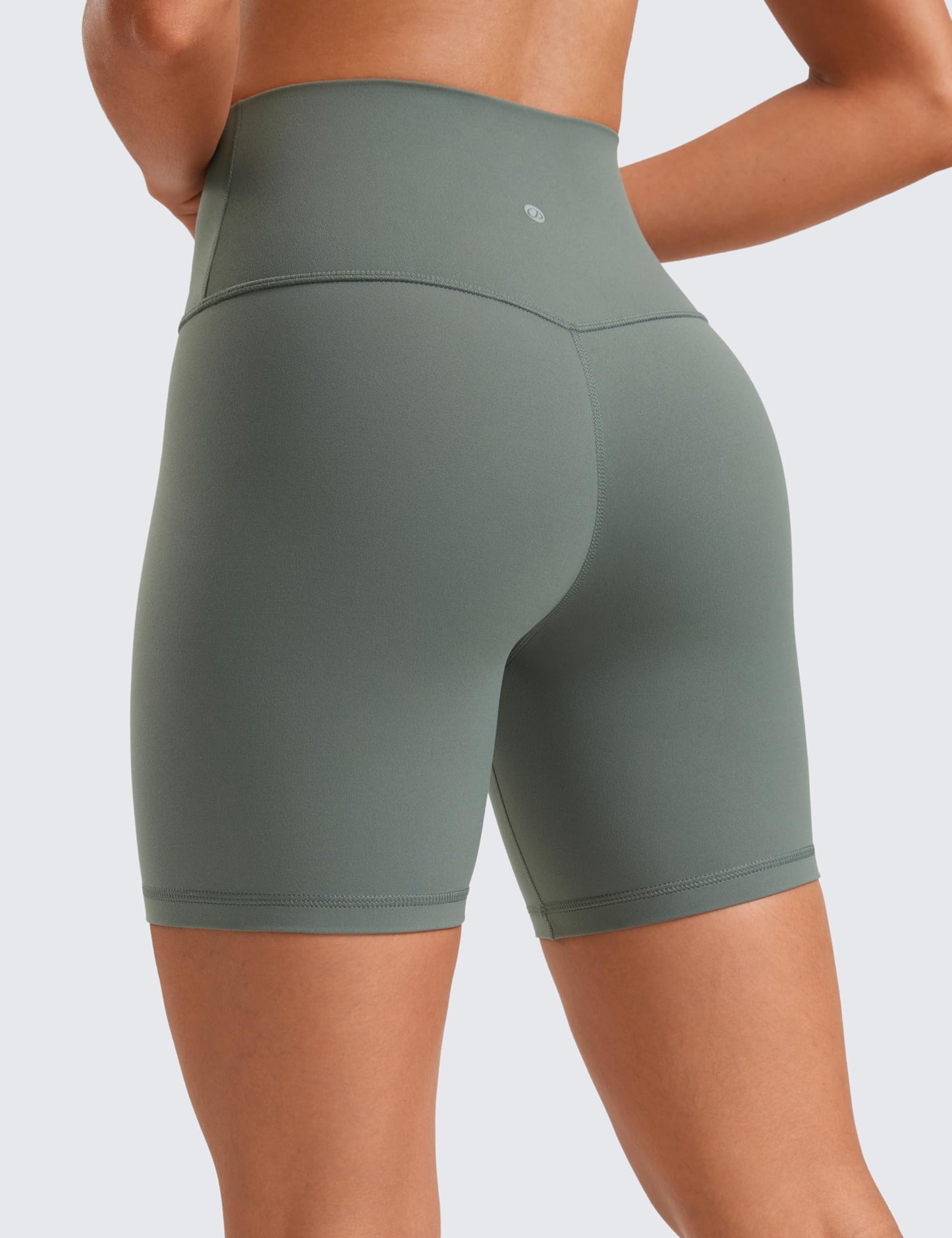 CRZ YOGA ButterLuxe Biker Shorts 6" - High Waisted Workout Running Volleyball Spandex Yoga Womens Grey Sage Medium