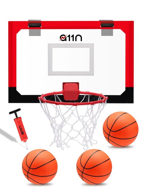 A11N Sports Mini Indoor Basketball Hoop Set, Over The Door Basketball Game Set with Foldable Rim, 3 Balls & Pump, Ideal for Bedroom, Office, Dorm, or Gifts