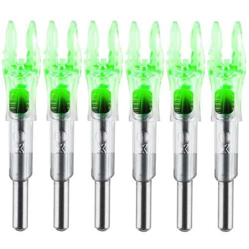 KEAUP 6PCS X Lighted Nocks for Arrows with .204 .233 .244 .246 Inside Diameter with H, S, GT Bushings High-Visibility LED Arrow Nocks, ON/Off Switch Included