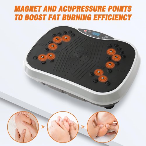 ALSO GO Vibration Plate Exercise Machine, 5 Workout Modes & 99-Level Vibration Platform for Weight Loss/Lymphatic Drainage, 330lbs Capacity Vibration Board with Resistance Bands for Full Body Workout