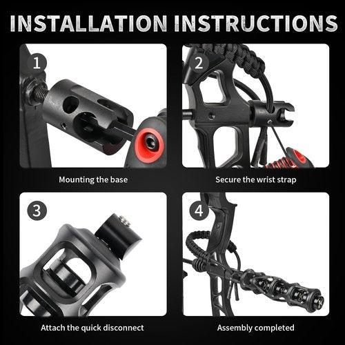 SPG Archery Bow Wrist Sling - Bow Wrist Strap with Stabilizer Quick Disconnect, Compound Bow Wrist Sling Adjustable Bow Strap for Recurve Compound Bow Hunting Targeting Accessories (Black)