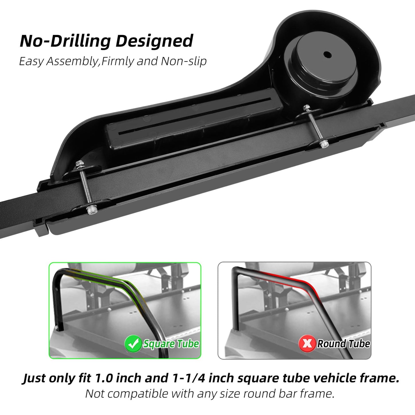 Roykaw Golf Cart Armrest with Cup Holder/Rear Seat Arm Rests Fit for EZGO/Club Car/Yamaha & Most Golf Cart, Upgrade 3rd Gen - with Phone Holder, No Drilling Required, Fit 1.0"/1-1/4" Square Tube Frame