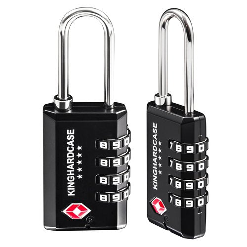 Kinghardcase 2 Pack TSA Approved Gun Locks, 4 Digit Combination Locks for Gun Case, Ammo Box, Rifle Bag, Luggage, Durable Resettable Locks with Long Locking Hook, Zinc Alloy, Travel Security