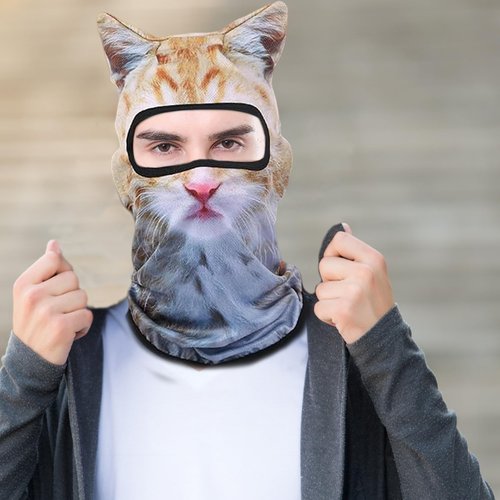 Persoshow 3D Cat Sheisty Ski Balaclava Face Mask with Ears Animal Ski Mask for Music Festivals Raves Ski Halloween Party Outdoor Activities