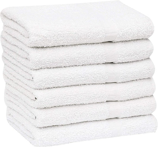 GOLD TEXTILES Bulk Bath Towels White 12 Pack (22x44 Inches) Economy Light Weight Easycare