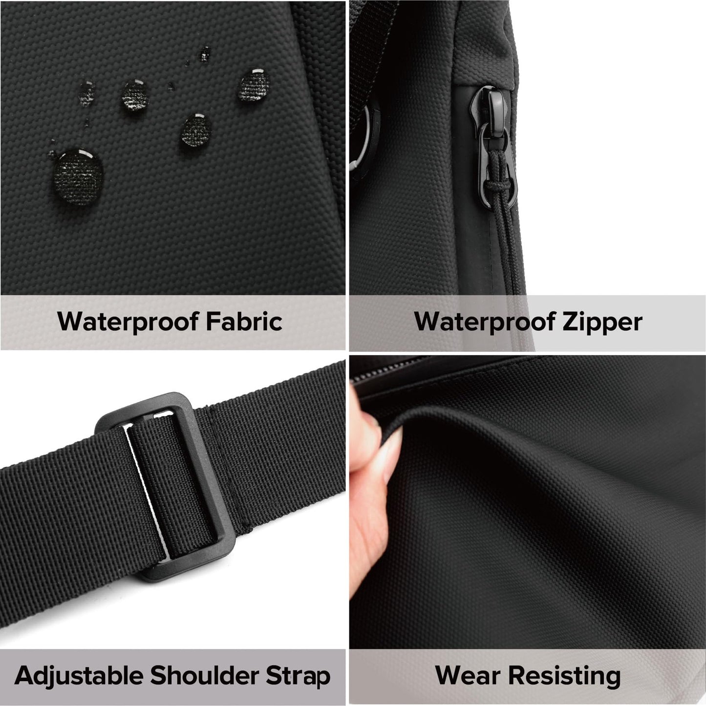 Small Sling Shoulder Crossbody Bag Men Women, Lightweight Anti-theft One Strap Casual Chest Bag Slim Backpack for Outdoor Walking Trip Hiking Biking Black