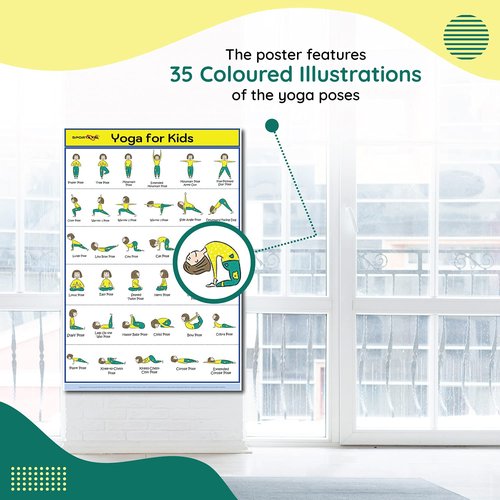 SPORTAXIS Kids Yoga Poster - Unique and Easy Poster to Train Yoga to Kids