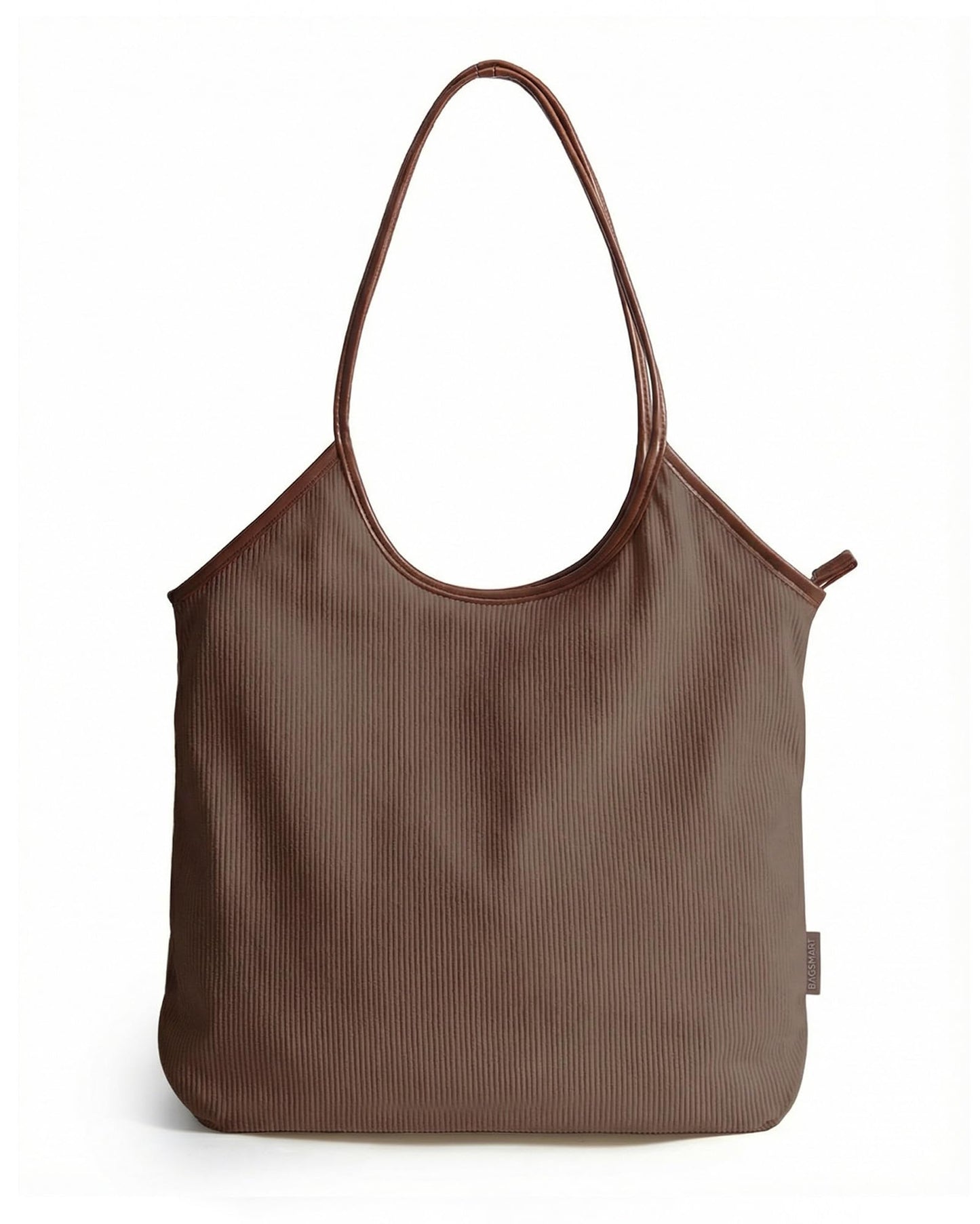 BAGSMRT Corduroy Tote Bag for Women Beach Bag with Zipper Casual Shoulder Bag Lightweight Travel Tote Hobo Handbag Tan Brown
