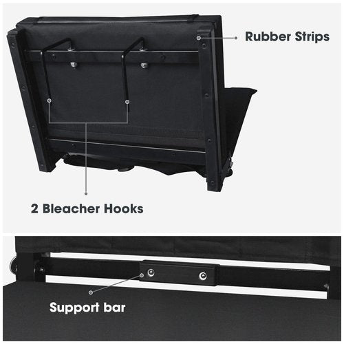 MTWEAR Stadium Seats with Back Support 17x13.5Inch Bleacher Chairs with Back and Cushion Thick Padded Bleacher Seats Includes Shoulder Strap and Cup Holder for Sports Events