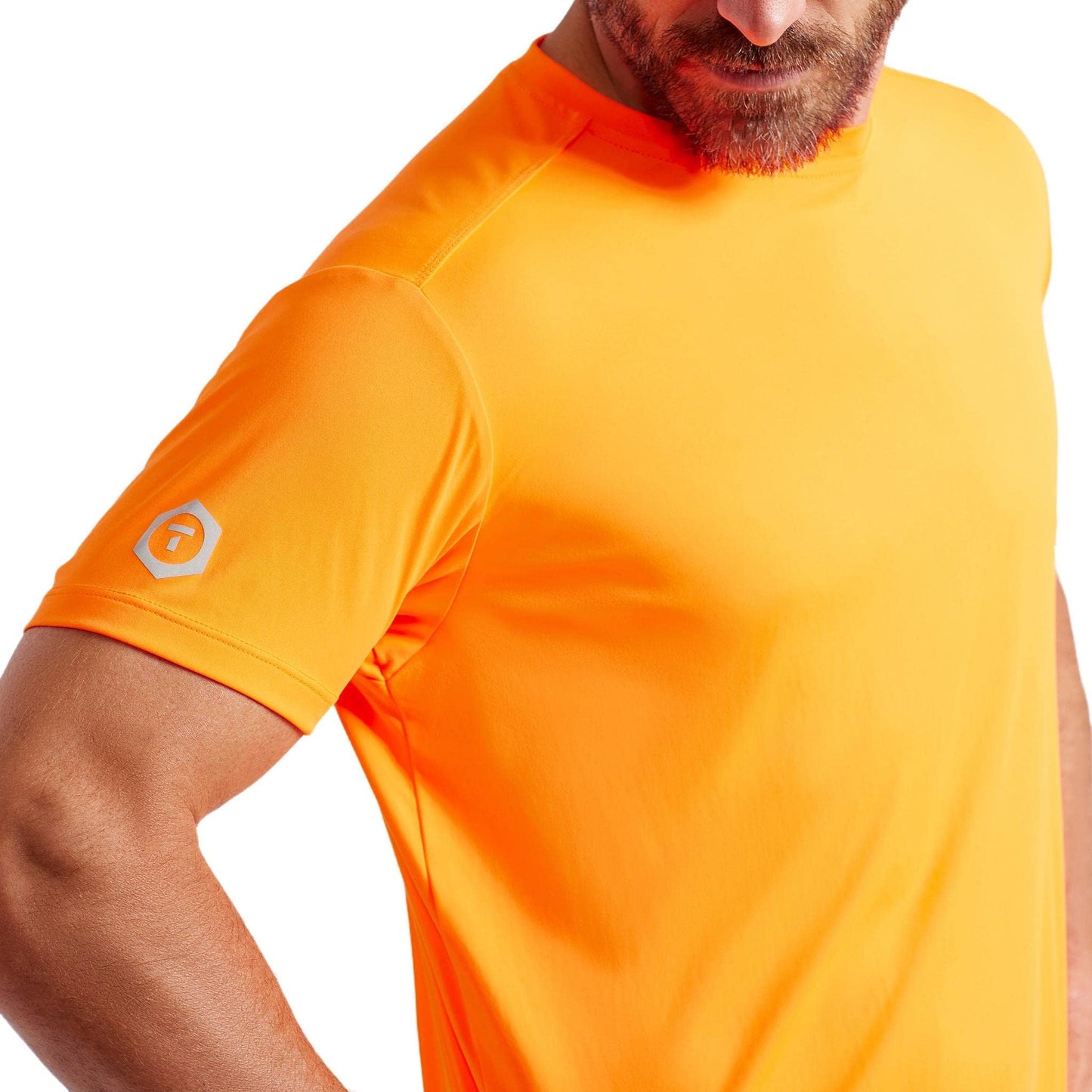 TRUEWERK Men's B1 Sun Short Sleeve Tee - UPF 50+ Sun Protection Work Shirt, 100% Poly Interlock Knit, Moisture-Wicking, Temperature Regulating, 120gsm, Viz Orange, XL