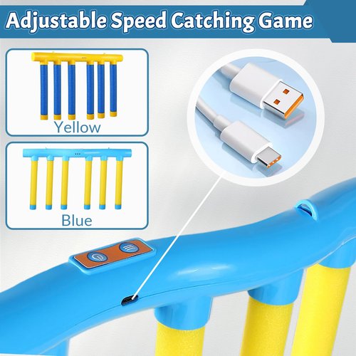 Catching Sticks Game, Drop Stick Game Challenge Game, Catching Sticks Game Reaction Training Toy, Falling Sticks Catching Game Adults, Coordination Catching Stick Game Reaction Training Toy (Blue)